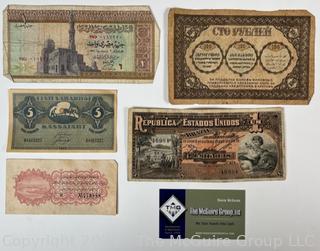 Five (4) WWI Era European Banknotes