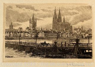 19th C Engraving of the City of Cologne, Germany. Measures 5 x 7”