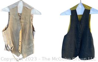 Two Men's Vests. Suede Leather and Wool