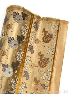 Japanese Gold Silk Brocade With Woven Flower Pattern Kimono Fabric Remnant. 27" x 61" (was 0257CS)