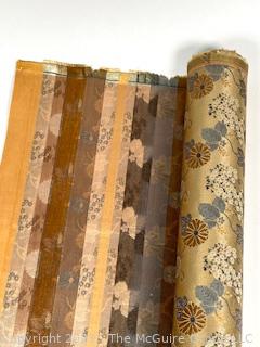 Japanese Gold Silk Brocade With Woven Flower Pattern Kimono Fabric Remnant. 27" x 61" (was 0257CS)