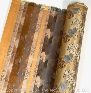 Japanese Gold Silk Brocade With Woven Flower Pattern Kimono Fabric Remnant. 27" x 61" (was 0257CS)