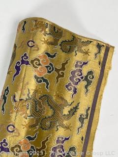 Japanese Yellow Silk Brocade with Woven Flower Pattern Kimono Fabric. Each measures 30” x 51” 