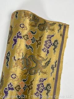 Japanese Yellow Silk Brocade with Woven Flower Pattern Kimono Fabric. Each measures 30” x 51” 