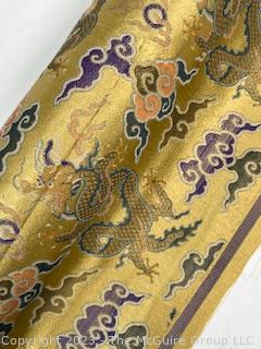 Japanese Yellow Silk Brocade with Woven Flower Pattern Kimono Fabric. Each measures 30” x 51” 