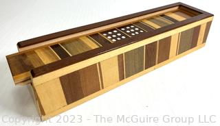 Wooden Dominoes Set in Inlaid Wood Box