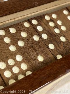 Wooden Dominoes Set in Inlaid Wood Box