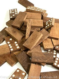 Wooden Dominoes Set in Inlaid Wood Box