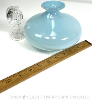 Handblown Turquoise Glass Vase and Waterford Crystal Vase