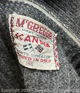 Vintage McGregor Scandia Grey Cardigan Sweater Made in Oslo, Size 40 