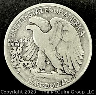 1938D Walking Liberty Half Dollar Silver Coin