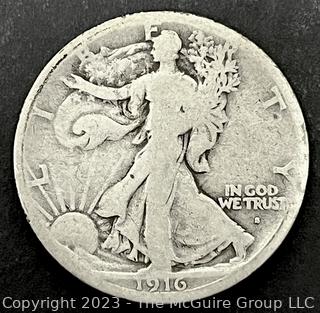 1916S Walking Liberty Half Dollar Silver Coin