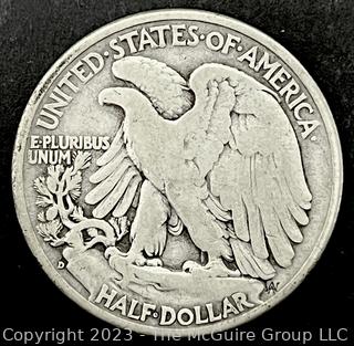 1939 D Walking Liberty Half Dollar Silver Coin