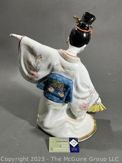 Splendors Of Meiji Hand Painted Japanese Porcelain Geisha Figurine.  Measures 15" Tall