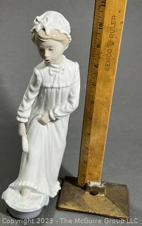 Lladro NAO Porcelain Figurine "Girl Washing Feet". 10.5" Tall