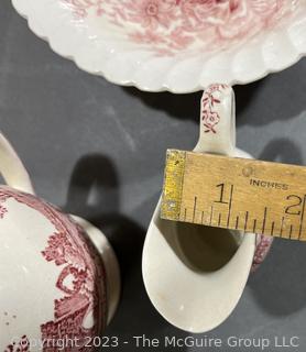 Collection of Red & White Transferware Porcelain China Including Clarice Cliff Royal Staffordshire, Tonquin, Brigadon Sadler & Spode Jasmine.