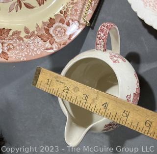 Collection of Red & White Transferware Porcelain China Including Clarice Cliff Royal Staffordshire, Tonquin, Brigadon Sadler & Spode Jasmine.