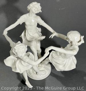 Hutschenreuther Kunstabteilung German Porcelain Figurine, “The Dance Figurine”, by Karl Tutter, Stamped with Original Manufacturers Paper Label.  9” Tall