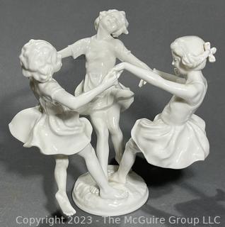 Hutschenreuther Kunstabteilung German Porcelain Figurine, “The Dance Figurine”, by Karl Tutter, Stamped with Original Manufacturers Paper Label.  9” Tall