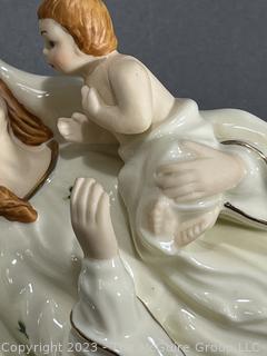 Hand Painted Porcelain Religious Statue Madonna and Child. 8" Tall