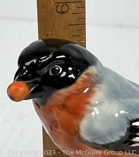 Porcelain Bullfinch Perched on Cherry Branch Bird Figurine by Goebel 