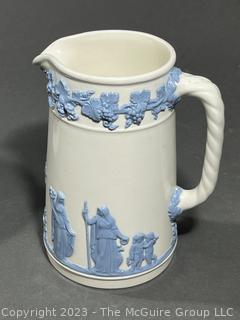 Two (2) Pitchers including Milk Glass and Wedgwood of Etruria & Barlaston Embossed Queensware