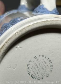 Two (2) Pitchers including Milk Glass and Wedgwood of Etruria & Barlaston Embossed Queensware