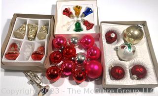 Vintage Mercury Glass Ornaments Including Shiny Brite, West Germany, Rauch and Bells