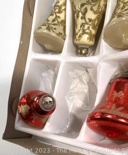 Vintage Mercury Glass Ornaments Including Shiny Brite, West Germany, Rauch and Bells