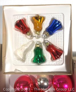 Vintage Mercury Glass Ornaments Including Shiny Brite, West Germany, Rauch and Bells