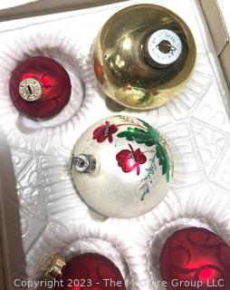 Vintage Mercury Glass Ornaments Including Shiny Brite, West Germany, Rauch and Bells