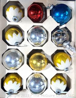 Three (3) Boxes Vintage Mercury Glass Ornaments Including Shiny Brite