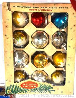 Three (3) Boxes Vintage Mercury Glass Ornaments Including Shiny Brite