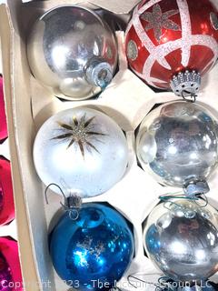 Three (3) Boxes Vintage Mercury Glass Ornaments Including Shiny Brite