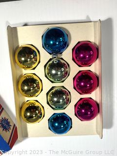 Three (3) Boxes Vintage Mercury Glass Ornaments Including Shiny Brite