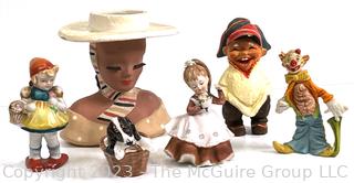 Group of Decorative Figurines Including Head Vase, Lefton, Royal Doulton, Occupied Japan and Henning Norway Troll