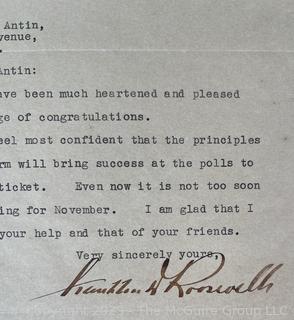 Signed Letter dated 1932 by then New York Governor Franklin D. Roosevelt thanking NY Senator for his support in upcoming Presidential win against then President H. Hoover (was 130RH)