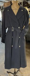 Navy Blue Burberrys Of London Classic Long Trench Coat  Size 10 Petite, New with Tag.  Missing liner