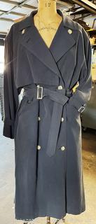 Navy Blue Burberrys Of London Classic Long Trench Coat  Size 10 Petite, New with Tag.  Missing liner