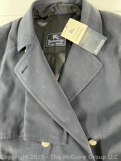 Navy Blue Burberrys Of London Classic Long Trench Coat  Size 10 Petite, New with Tag.  Missing liner