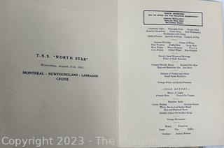 Collections of Menus from the T.S.S. North Star, 1937 Canadian Cruise Ship