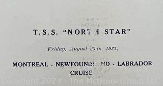 Collections of Menus from the T.S.S. North Star, 1937 Canadian Cruise Ship