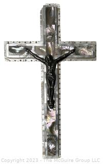 Mother Of Pearl Inlays Crucifix from Bethlehem.   Some Chips in Edges (was 1006BC)