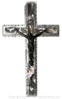 Mother Of Pearl Inlays Crucifix from Bethlehem.   Some Chips in Edges (was 1006BC)