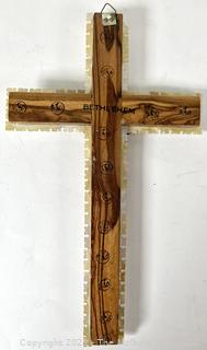 Mother Of Pearl Inlays Crucifix from Bethlehem.   Some Chips in Edges (was 1006BC)