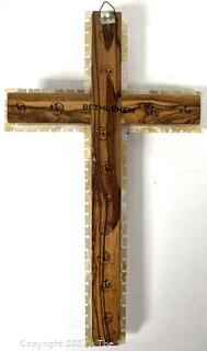 Mother Of Pearl Inlays Crucifix from Bethlehem.   Some Chips in Edges (was 1006BC)