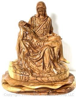 The Madonna Della Pietà Statue By Michelangelo Hand Carved In Olive Wood From Bethlehem Holy Land (was 0170BC)