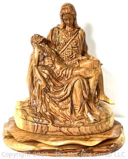 The Madonna Della Pietà Statue By Michelangelo Hand Carved In Olive Wood From Bethlehem Holy Land (was 0170BC)