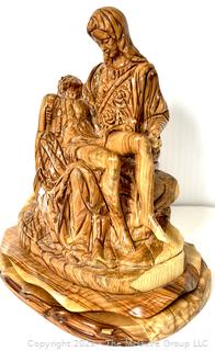 The Madonna Della Pietà Statue By Michelangelo Hand Carved In Olive Wood From Bethlehem Holy Land (was 0170BC)