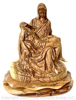 The Madonna Della Pietà Statue By Michelangelo Hand Carved In Olive Wood From Bethlehem Holy Land (was 0170BC)